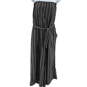 Purple Snow Jumpsuit WMNS XL Belted Strapless Palazzo Romper Black White Striped